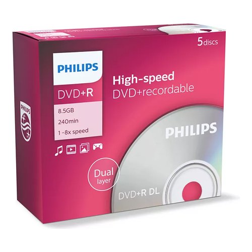 Philips 8710895992114 DVD vergine 8,5 GB DVD+R DL 5 pz