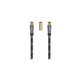 Hama Cavo antenna M/F con adattatore M/M, 3 metri, 120 dB, TPE, connettori dorati, ferrite, nero