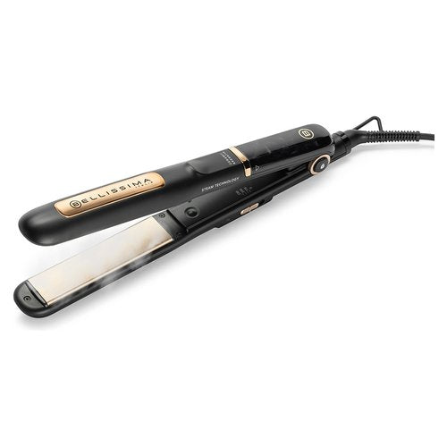 Bellissima Imetec Steam Ceramic & Keratin, Piastra per capelli a vapore, liscio a lungo, protezione dal calore, 3 temperature, Riscaldamento Rapido, Piastre Oscillanti, Autospegnimento