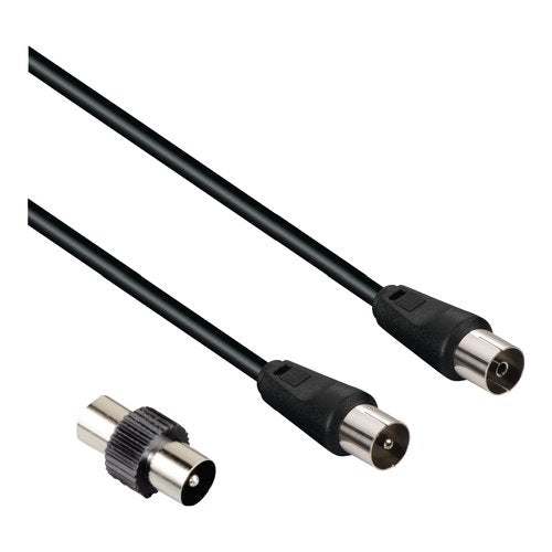 Hama Cavo antenna M/F con adattatore M/M, 3 metri, 75 dB, nero