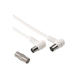 Hama Cavo antenna 90° M/F con adattatore M/M, 3 metri, 75 dB, bianco