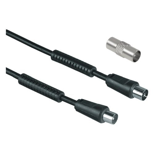 Hama Cavo antenna M/F con adattatore M/M, 3 metri, 85 dB, ferrite, nero