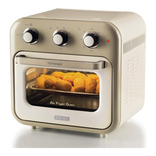 Friggitrice ad aria Ariete 16LT Airy Fryer Vintage 4632, 1400W, Girarrosto, Timer, Leccarda e griglie incluse, Doppio vetro, Beige