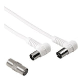 Hama Cavo antenna 90° M/F con adattatore M/M, 1,5 metri, 75 dB, bianco