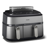 Philips Serie 5000 Airfryer doppio cestello con vapore, Friggitrice ad aria da 9.0L, 19 metodi di cottura, Pulizia cestello a vapore, App ricette, NA555/00