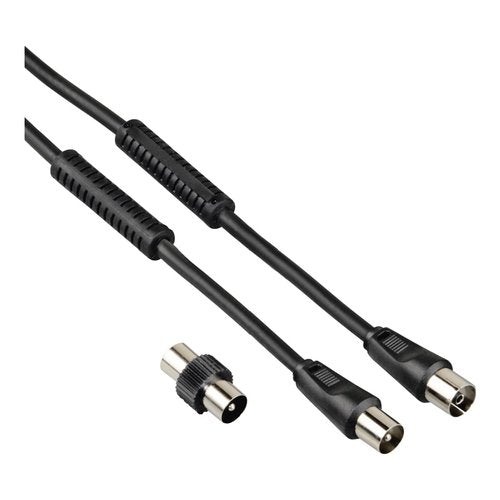 Hama Cavo antenna M/F con adattatore M/M, 1,5 metri, 85 dB, ferrite, nero
