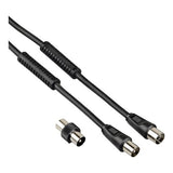 Hama Cavo antenna M/F con adattatore M/M, 1,5 metri, 85 dB, ferrite, nero