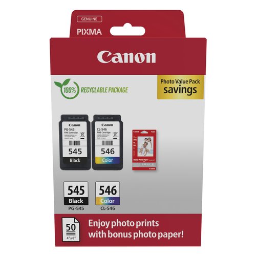 Set cartucce stampante Canon 8287B008 PG 545 CL 546 + carta fotografic