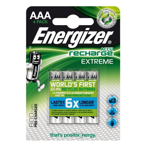 Energizer Accu Recharge Extreme 800 AAA BP4 Batteria ricaricabile Mini Stilo AAA Nichel-Metallo Idruro (NiMH)