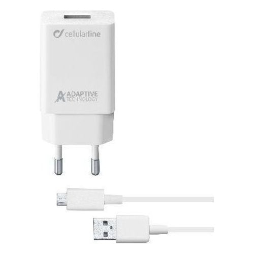 Cellularline Adaptive Fast Charger Kit 15W - Micro USB - Samsung Caricabatterie da rete Fast Charger 15W con cavo Micro USB