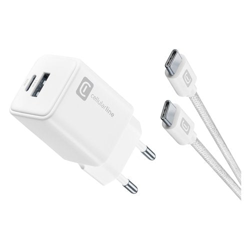Cellularline Multipower 30W Kit - Smartphone, tablet e laptop Caricabatterie da rete 30W con cavo USB-C to USB-C incluso
