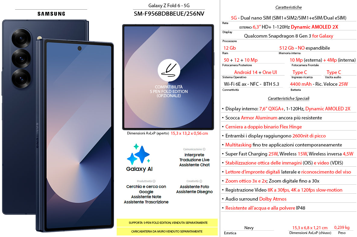 Samsung Galaxy Z Fold 6 256GB Navy