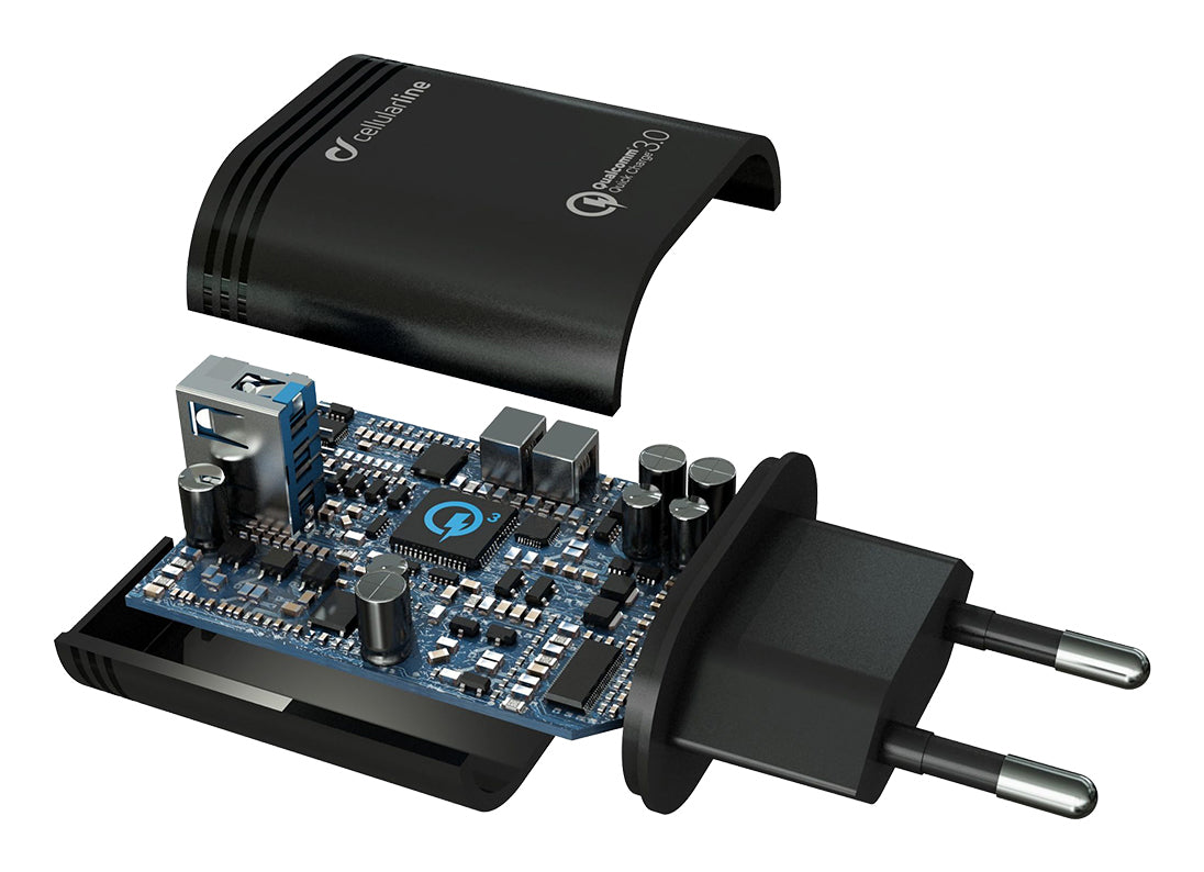 Cellularline USB Charger Kit 18W - USB-C - Huawei, Xiaomi, Wiko, Asus and other smartphone Caricabatterie da rete adattivo 18W con cavo USB-C