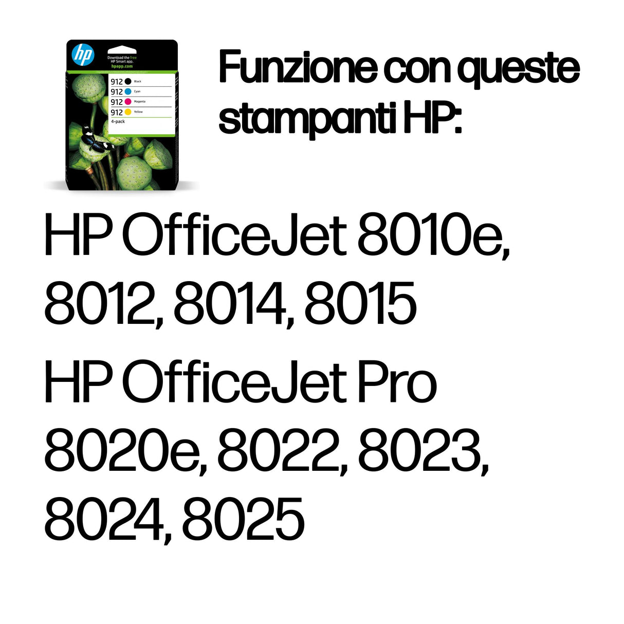 HP Confezione da 4 cartucce di inchiostro nero, ciano, magenta, giallo originali 912