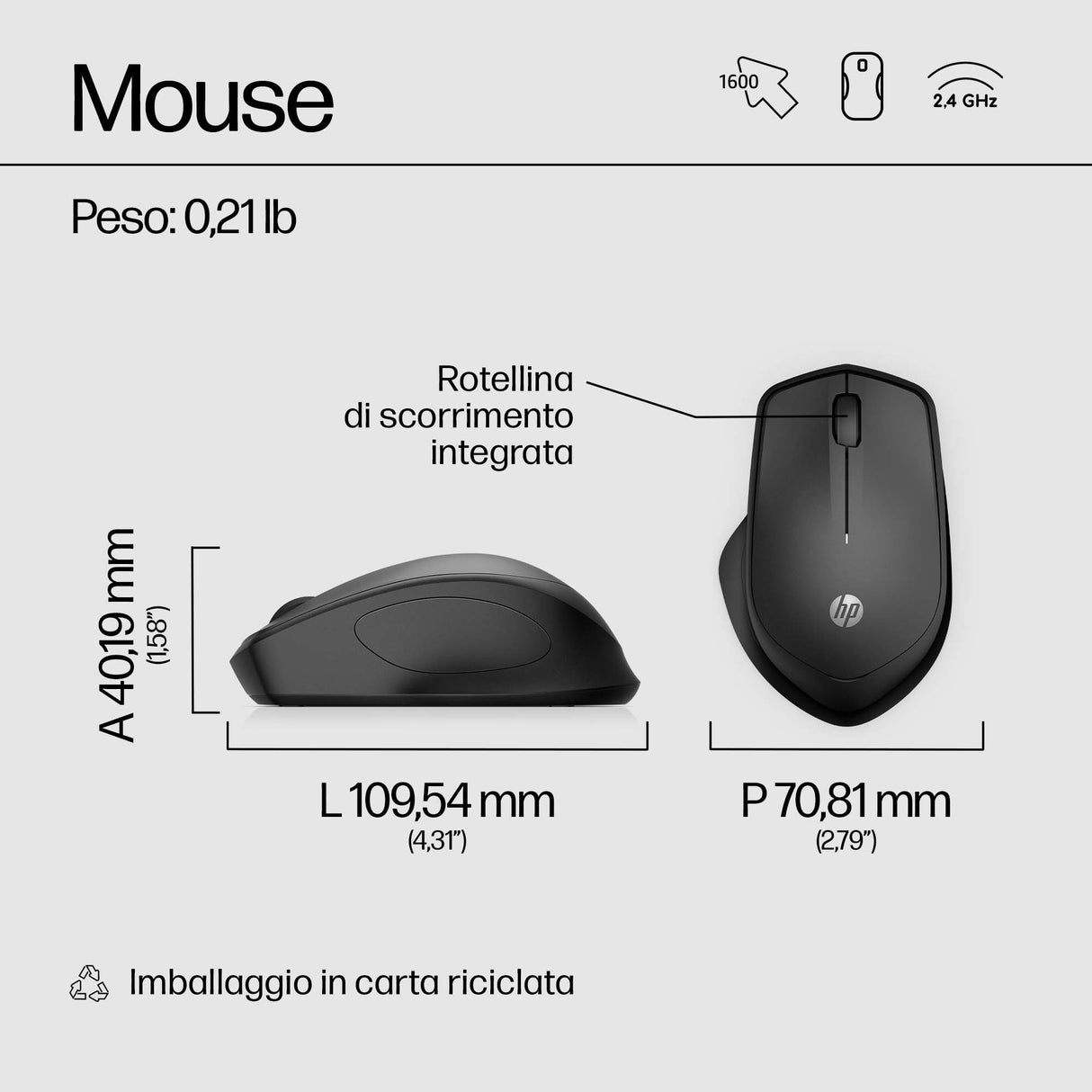 HP 280 Silent Wireless Mouse