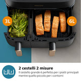 Philips 3000 series Airfryer doppio cestello, friggitrice ad aria da 9.0L, 12 metodi di cottura, App per ricette NA352/00