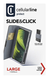 Cellularline Slide & Click - L: (Misure max telefono: 90mm X 170mm) Custodia a libro multicompatibile effetto pelle