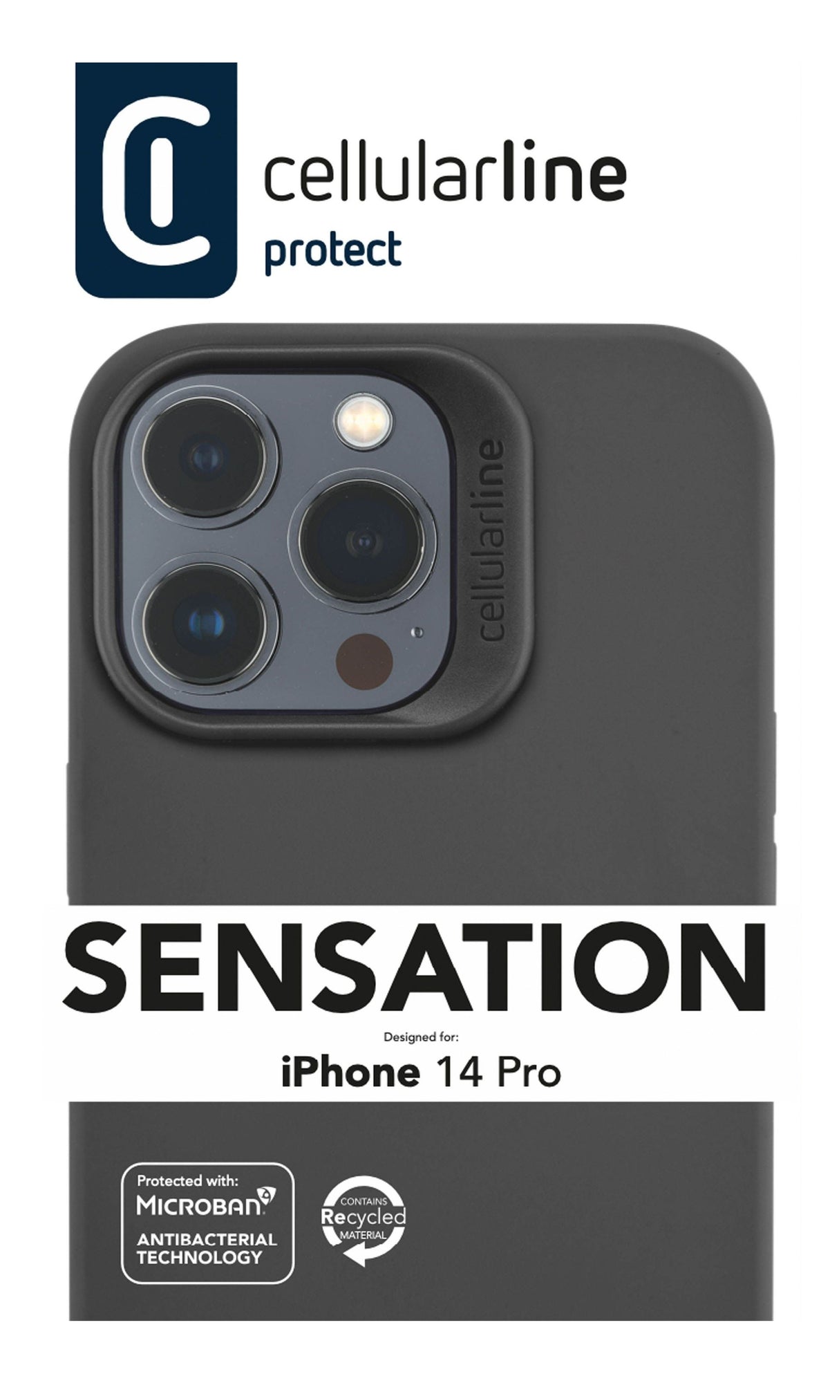 Cellularline Sensation - iPhone 14 Pro Custodia in silicone soft touch con tecnologia antibatterica Microban® integrata