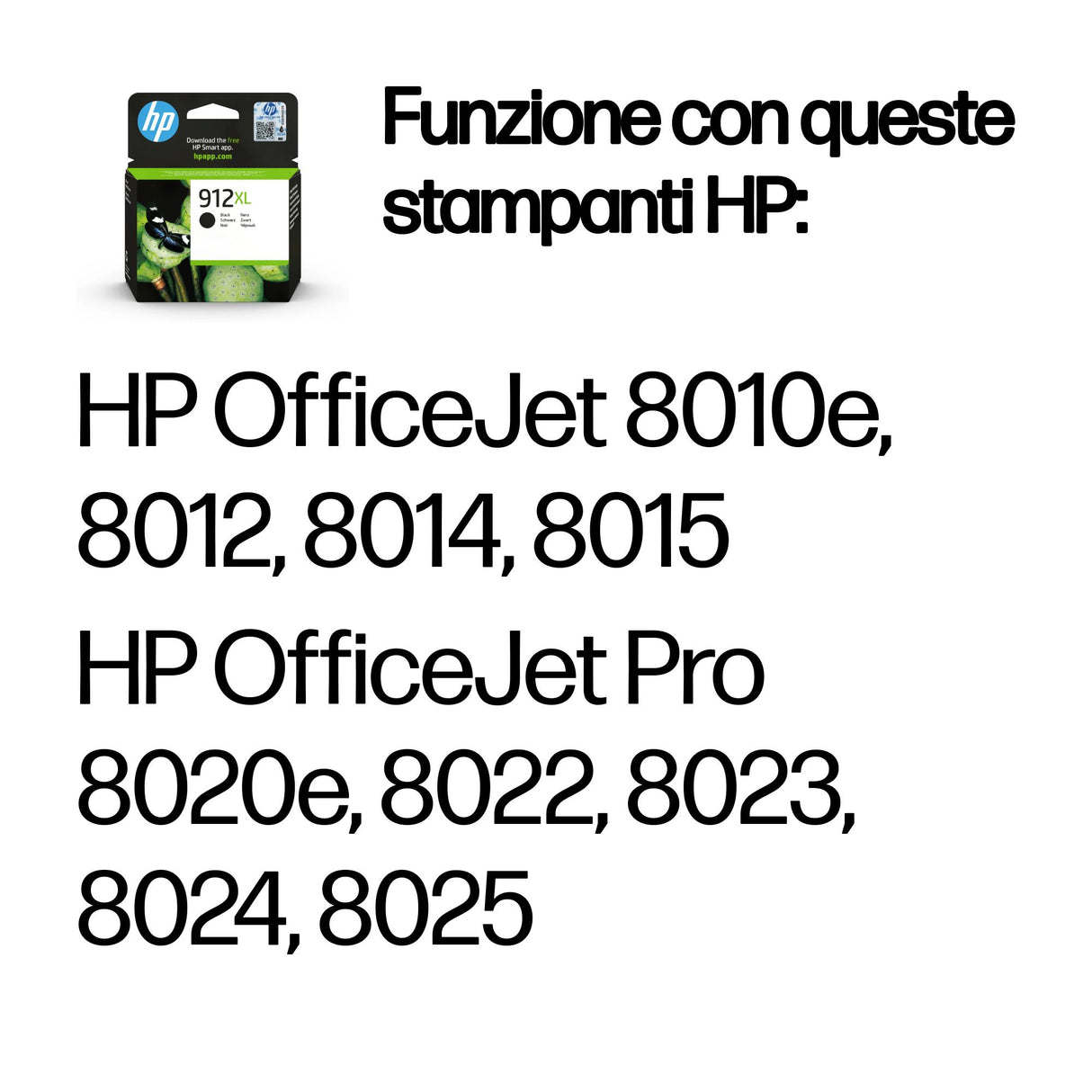 HP Cartuccia di inchiostro nero originale 912XL ad alta capacità