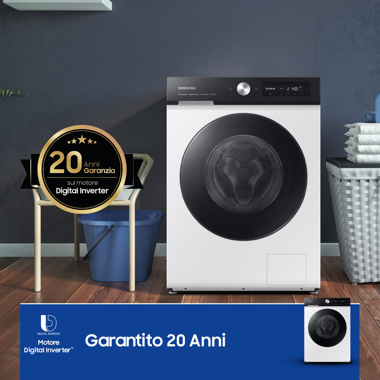 Samsung WW90DB7U94GEU3 lavatrice Caricamento frontale 9 kg 1400 Giri/min Bianco