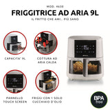 Ariete 4630 Friggitrice ad aria 9L, 1500 W, Capacità 9L, Capacità di cottura 3,5kg, 8 programmi preimpostati, Temperatura fino a 200°, Cestello trasparente per controllo cottura, Bianco