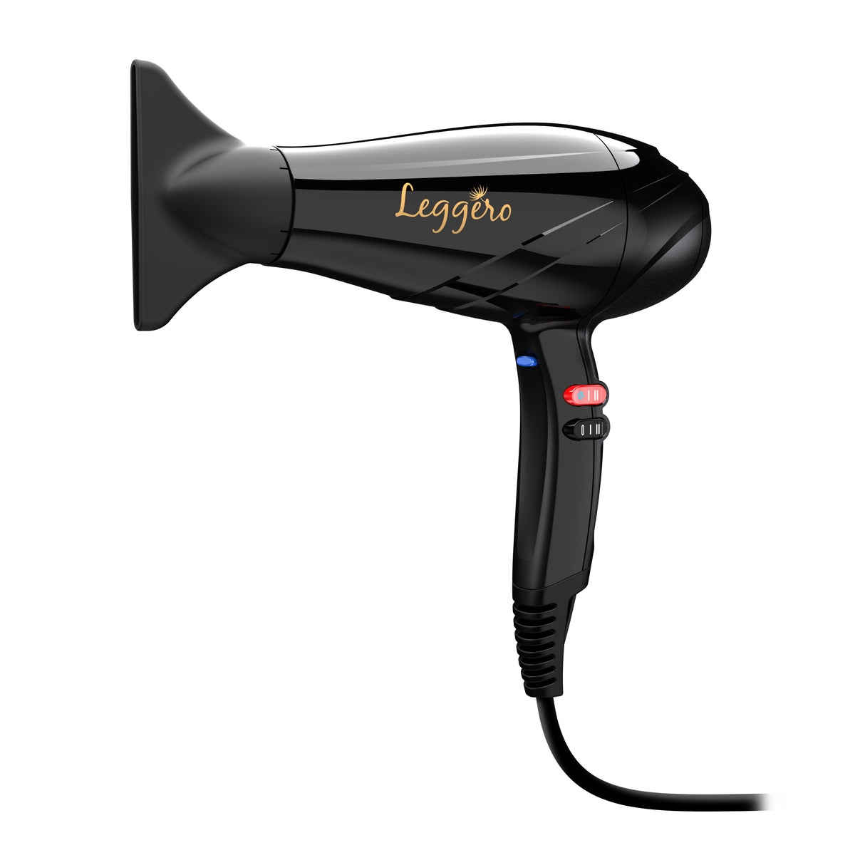 GA.MA Phon Leggero Gama, Made in Italy, Ultraleggero, Ergonomico, 2400W, Motore AC a Lunga Durata, 6 COmbinazioni di Temperatura e Velocità, Pulsante Aria Fredda, Include una Bocchetta 9mm, cavo lungo 3m