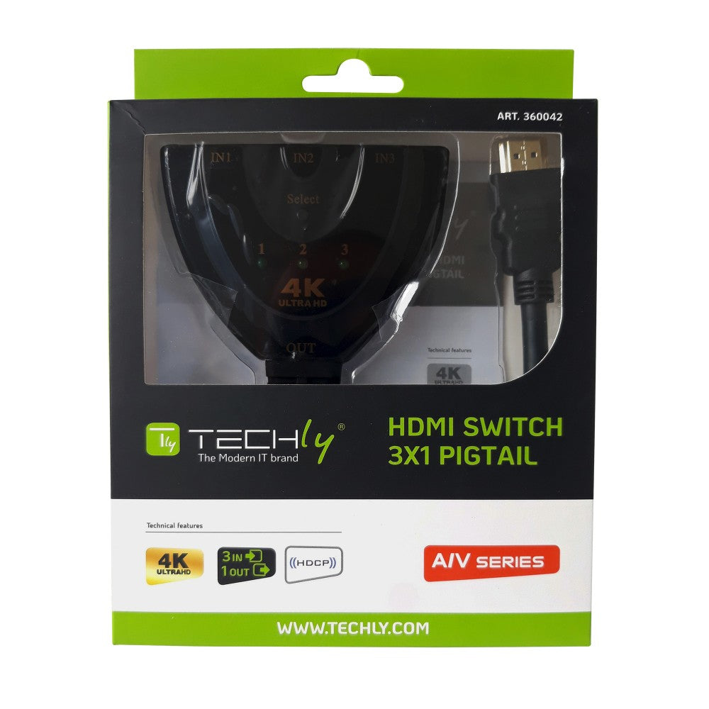 Techly IDATA HDMI-3F30 conmutador de vídeo
