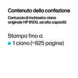 HP Cartuccia di inchiostro ciano originale 912XL ad alta capacità