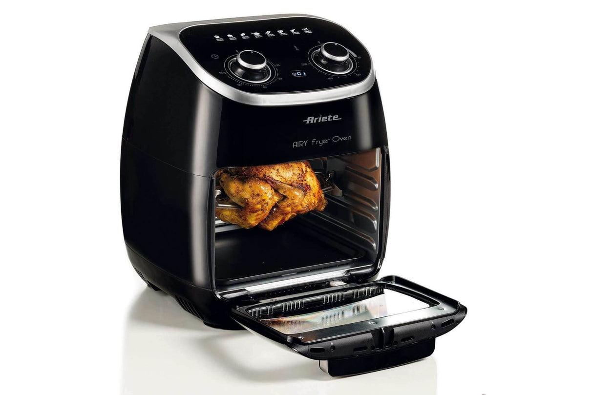 Ariete 4619 Airy Fryer Oven - Friggitrice ad Aria e Forno Elettrico con Girarrosto - Cestello Rotante - Essiccatore - 2000 Watt - 11 Litri - Nero