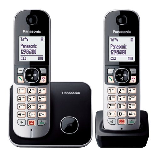 Cordless Panasonic KX TG6852JTB Twin Dect Silver e Black Silver e Blac