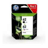 HP Confezione da 2 cartucce originali di inchiostro nero/tricromia 62