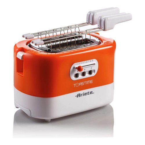 Tostapane Ariete Toastime 159, 700 Watt, 9 livelli di doratura, Arancio e Bianco