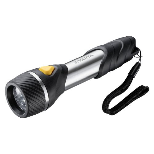 Varta Day Light Multi LED F20 LED Flashlight (incl. 2x Longlife Power AA e cordino, a prova d'urto) argento/nero per la casa, per tutti i giorni, per le interruzioni di corrente