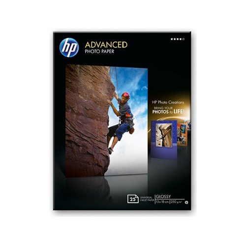 HP Carta fotografica Advanced, lucida, 250 g/m2, 13" x 18" (127 x 178 mm), 25 fogli