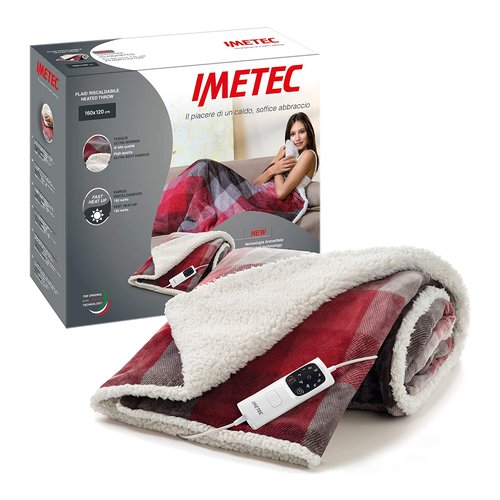 Imetec CaldoPlaid Velvet Tartan Plaid Riscaldabile, Morbida Coperta Elettrica 160x120 cm, Basso Consumo, Tecnologia Adapto, Dispositivo di Sicurezza, Rapido Riscaldamento, 6 Temperature, Lavabile