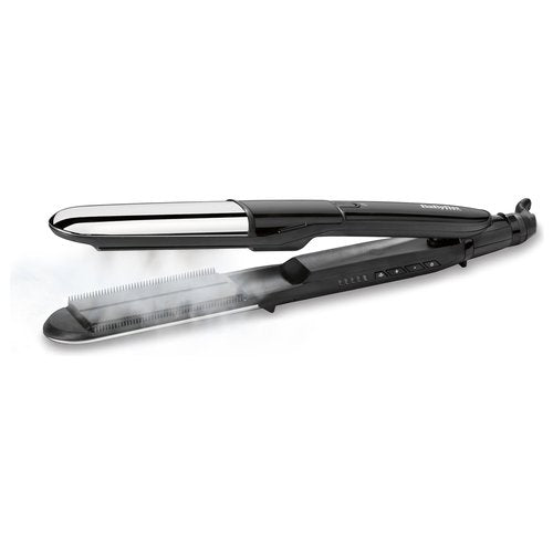 Babyliss Piastra capelli STEAM SHINE Vapore 2In1 Nero e Silver ST496E