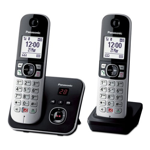 Cordless Panasonic KX TG6862JTB Twin Dect Black e Silver Black e Silve