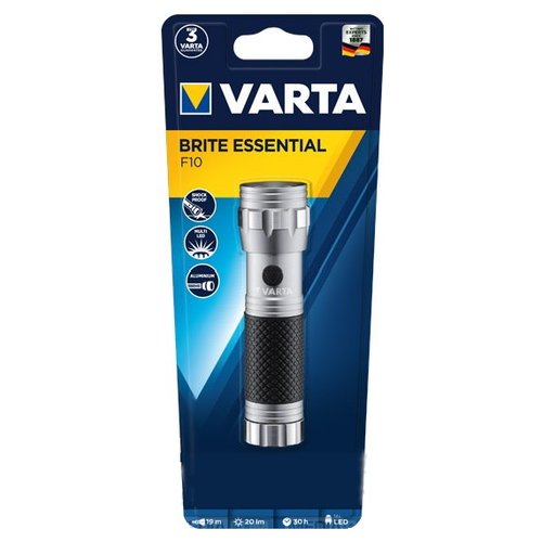 Torcia elettrica Varta 015608201401 Brite Essential F10 Argento e Nero