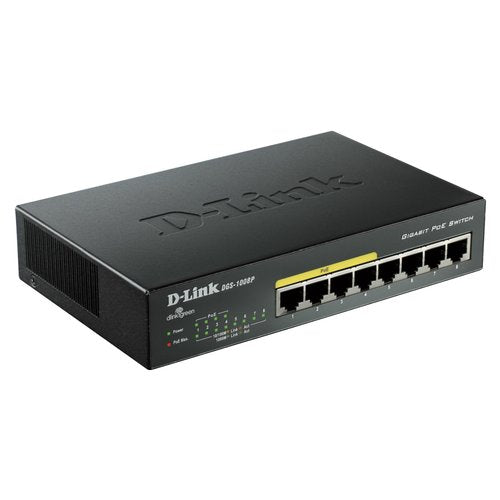 D-Link DGS-1008P/E switch di rete Non gestito L2 Supporto Power over Ethernet (PoE) Nero